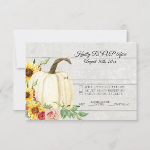 Invitation RSVP Citrouille de tournesol automne Blush Red w W