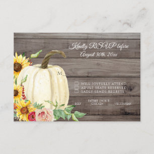 Invitation RSVP Citrouille de tournesol Blush Bourgogne Bois