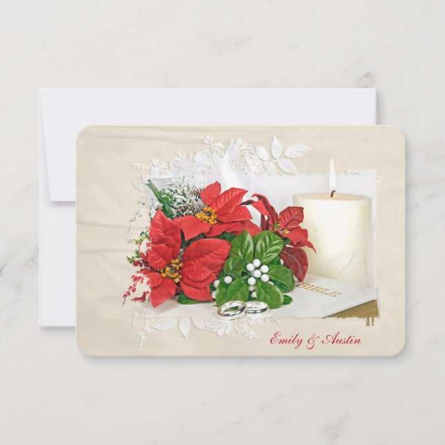 Invitation RSVP de mariage des fêtes de Noël (Devant)