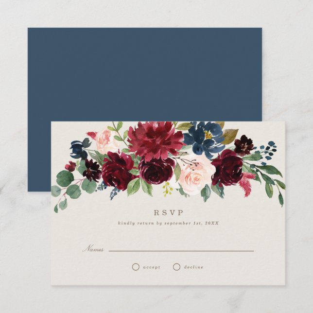 Invitation RSVP de mariage Élégance d'automne (Devant / Derrière)