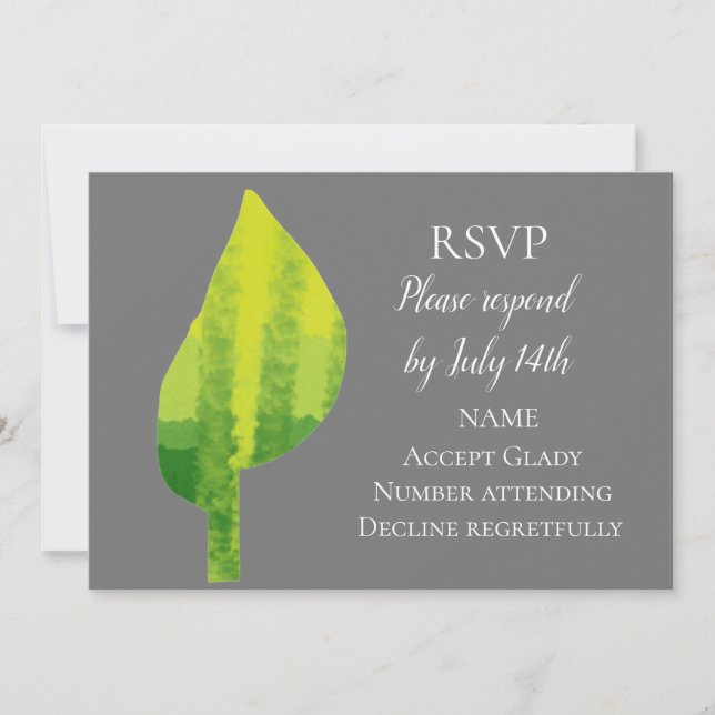 Invitation RSVP de mariage feuille verte éco nature