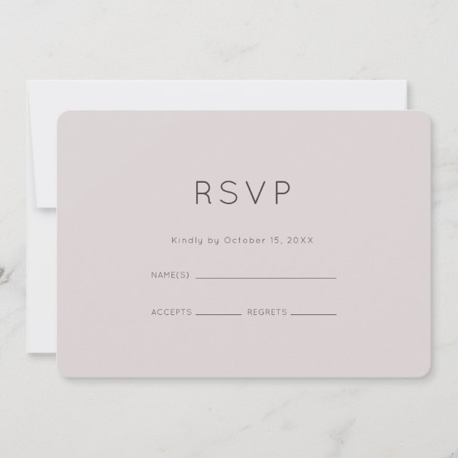 Invitation RSVP de mariage prune neutre moderne (Devant)