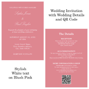 Invitation RSVP du code QR du Mariage rose vif