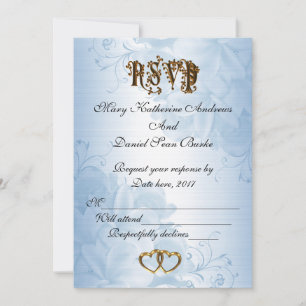 Invitation RSVP élégant mariage en satin bleu