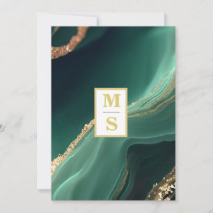 Invitation *~ RSVP Emerald Green Initiales AR66 QR Mariage