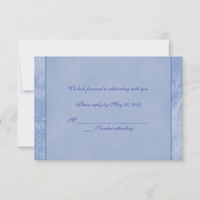 Invitation RSVP en relief floral bleu (Devant)