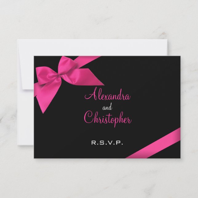 Invitation RSVP en ruban rose (Devant)