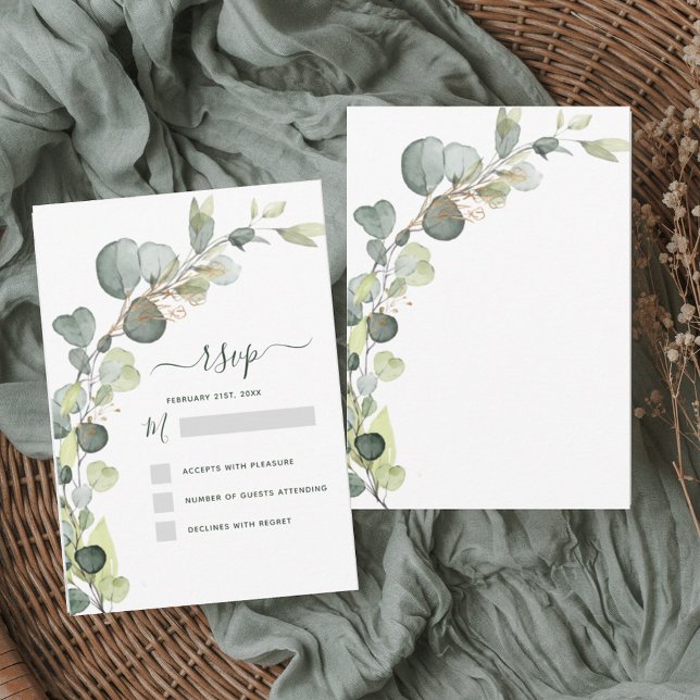 Invitation RSVP Eucalyptus Verdure Succulent Élégant (Créateur téléchargé)