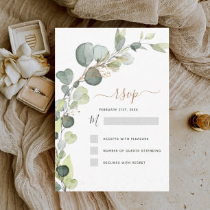 Invitation RSVP Eucalyptus Vert Succulent Élégant