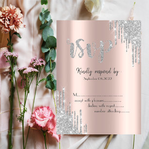 Invitation RSVP Fête de Bar Mitzvah Chauve-Souris Rose Paille
