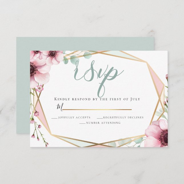 Invitation RSVP | Fleurs de printemps fraîches et feuillage (Devant / Derrière)
