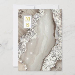 Invitation *~ RSVP IVORY Silver QR Initiales AR66 Mariage