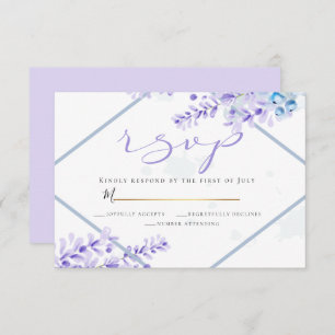 Invitation RSVP   Lavande d'aquarelle - Flore bleu poussiéreu