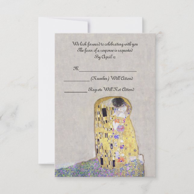 Invitation RSVP "Le baiser" Klimt Art Nouveau Mariage (Devant)