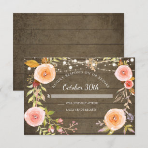 Invitation RSVP Luminaires Rustiques Scintillantes Fleurs Bot