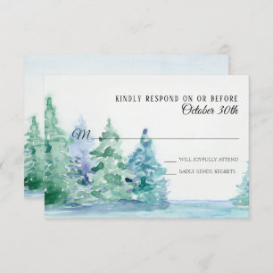 Invitation RSVP Mariage Blue Lake w Mountain Pine Trees