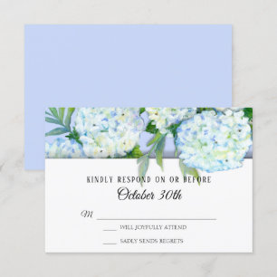 Invitation RSVP Mariage Floral Hydrangeas Art Periwinkle bleu