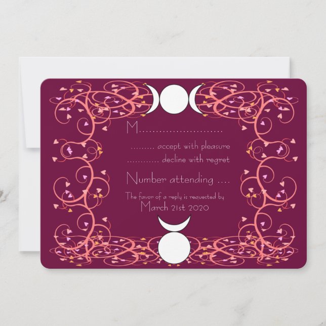 Invitation RSVP Mariage Wiccan - Dieu Cornu & Triple Déesse (Devant)