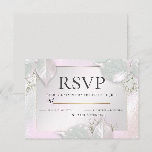 Invitation RSVP | Misty Pink Pearl Shimmer (Devant / Derrière)