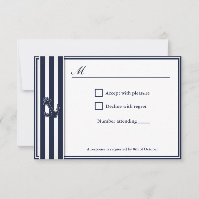 Invitation RSVP Nautical Navy Blue Swallows (Devant)