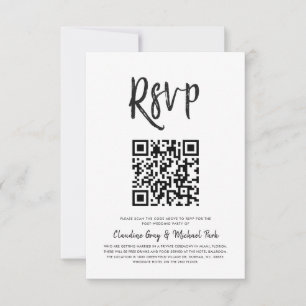 Invitation RSVP par code QR Style de script blanc noir