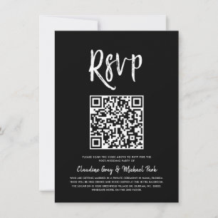 Invitation RSVP par code QR Style de script noir solide RSV