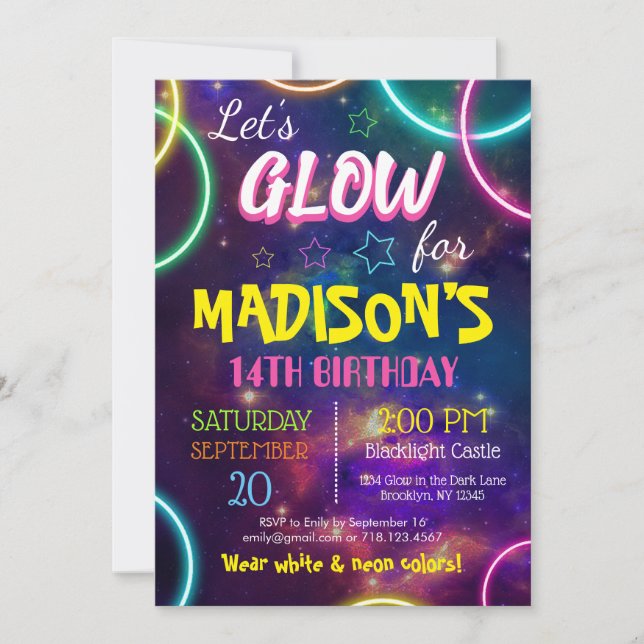 Invitation RSVP personnalisée pour la fête d'anniversaire de  (Devant)