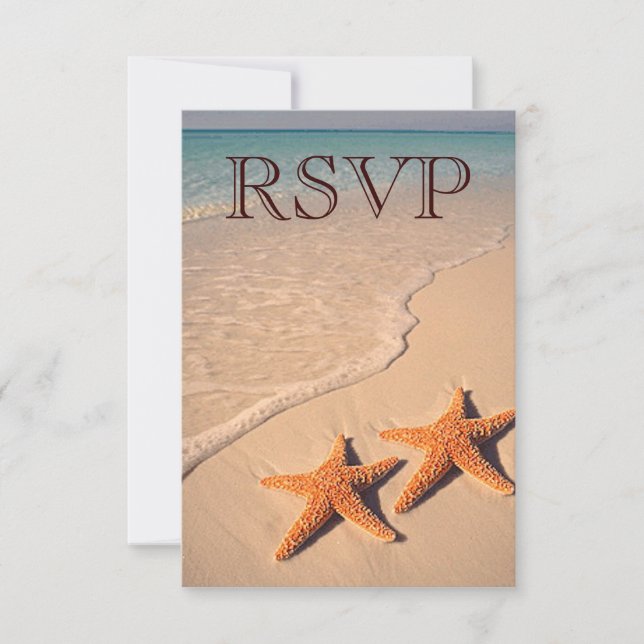 Invitation RSVP Plage Océan Tropical Étoile de Mer Mariage RS (Devant)