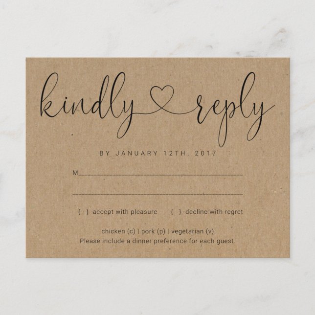 Invitation RSVP Postcard - Connecting Heart (Front)