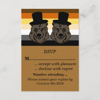 Invitation RSVP pour le mariage de fiers ours gays