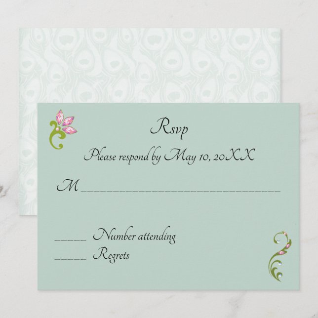 Invitation RSVP pour le mariage indien hindou du paon (Devant / Derrière)