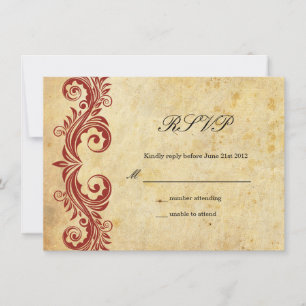 Invitation RSVP pour le mariage Vintage de la swirl en Bourgo