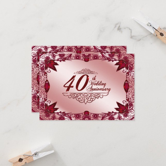 Invitation RSVP pour les 40 ans de mariage (Devant/Arrière en situation)