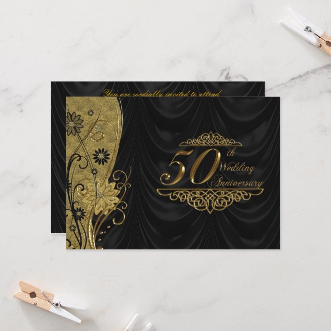 Invitation RSVP pour les 50 ans de mariage (Devant/Arrière en situation)