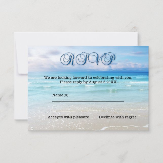 Invitation RSVP pour mariage sur la plage (Devant)