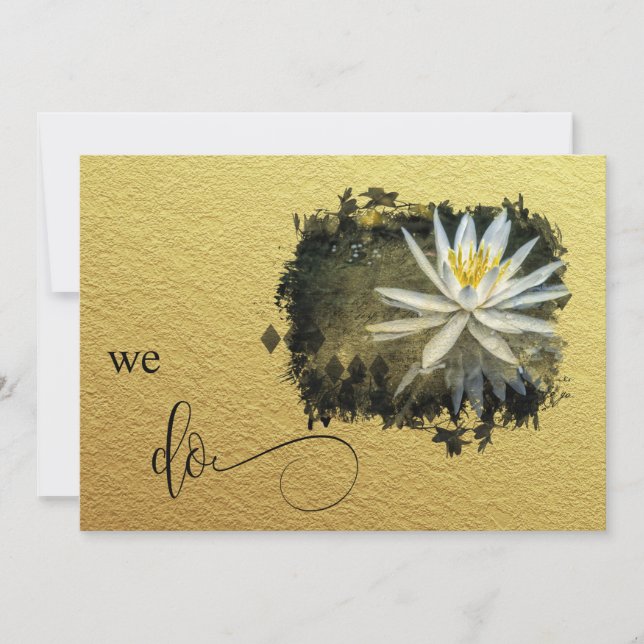 Invitation *~* RSVP QR Gold NOUS FAISONS Floral AR15 MARIAGE (Devant)