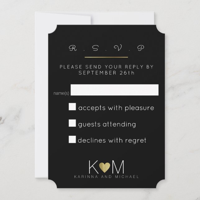 Invitation RSVP / répondre . réponse étiquette mariage (Devant)