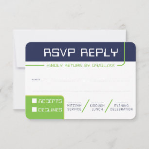 Invitation RSVP RÉPONSE 2 moderne gamer marine neon vert