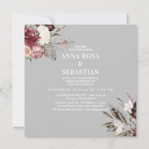 Invitation *~* RSVP Rose Burgandy Floral AR15 + MARIAGE