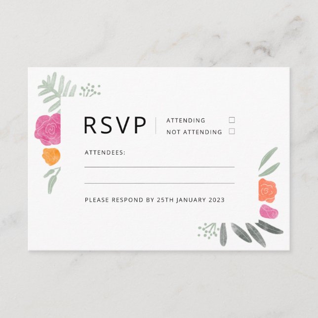 Invitation RSVP Rose Floral (Devant)