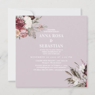 Invitation *~* RSVP Rose Floral Burgandy AR15 + MARIAGE