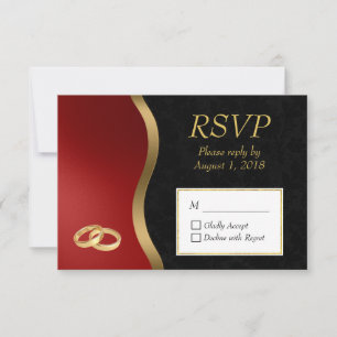 Invitation RSVP Rouge Noir & Or