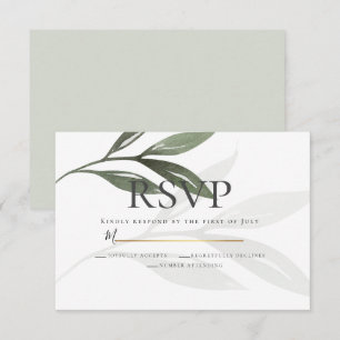 Invitation RSVP   Sage Green Olive Branch Feuilles d'aquarell