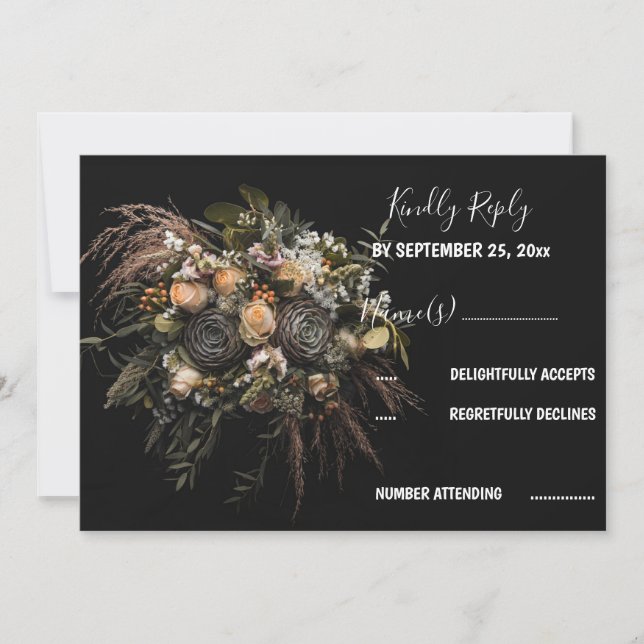 Invitation RSVP vintage foncé (Devant)