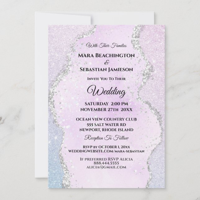 Invitation *~* RSVP Website Abstrait Pastel AR13 Mariage (Devant)