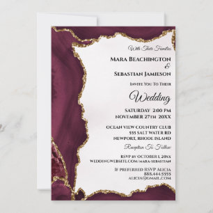 Invitation *~* RSVP Website AGATE Gold Maroon AR13 Mariage