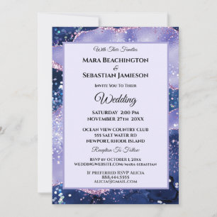 Invitation *~* RSVP Website Lavender AGATE Stars AR13 Mariage