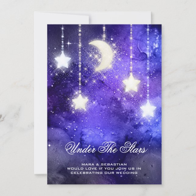 Invitation *~* RSVP Website MOON STARS Cosmic AR14 Mariage (Devant)
