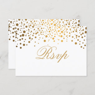 Invitation RSVP White & Confetti Gold Dot Mariage