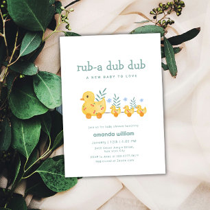 Invitation Rub A Dub Dub Cerise Maman Canard Baby Shower  